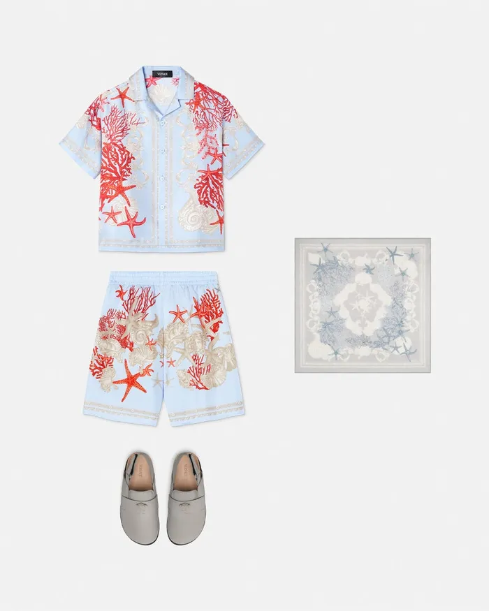 Versace Barocco Sea Silk Shirt Blueprint Kids Shirts