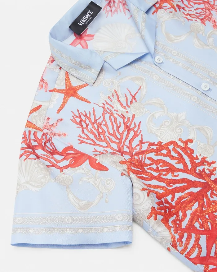 Versace Barocco Sea Silk Shirt Blueprint Kids Shirts