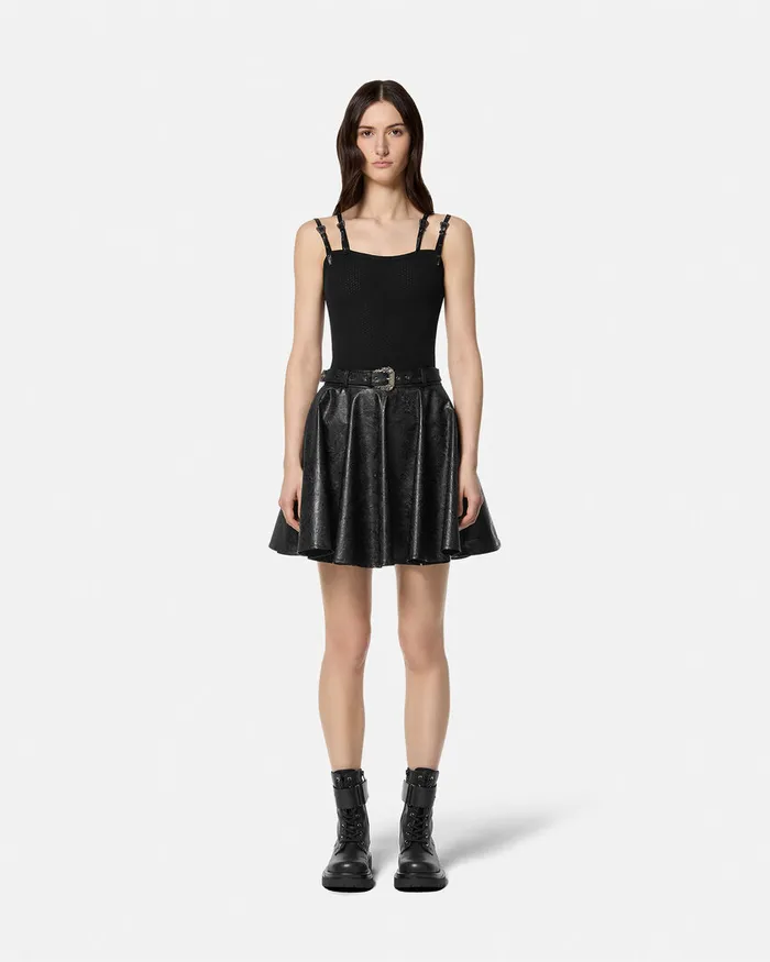 Versace Baroque Buckle Top Blackprint Women Jeans Couture