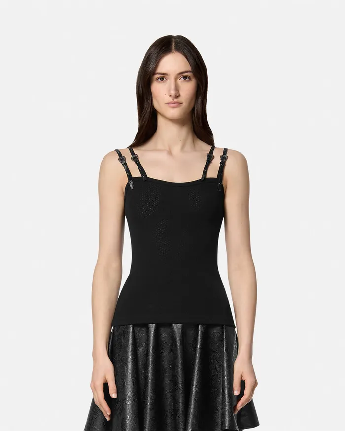 Versace Baroque Buckle Top Blackprint Women Jeans Couture