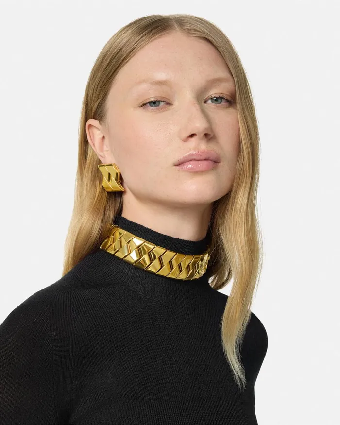 Versace Bind Earrings Light Gold Women Earrings