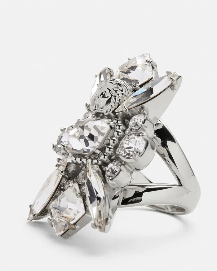 Versace Bloom Ring Silver Women Rings