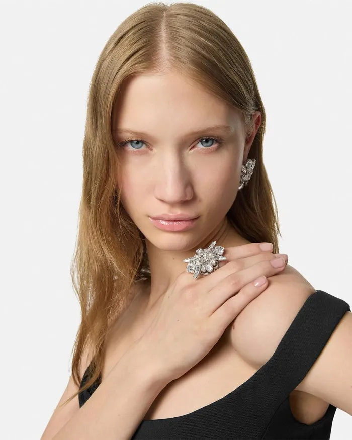 Versace Bloom Ring Silver Women Rings