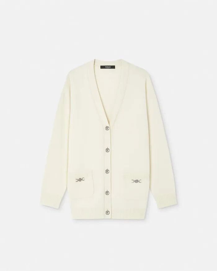 Versace CashmereBlend Oversize Cardigan White Women Knitwear