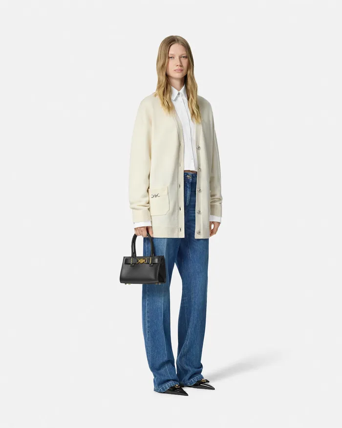 Versace CashmereBlend Oversize Cardigan White Women Knitwear