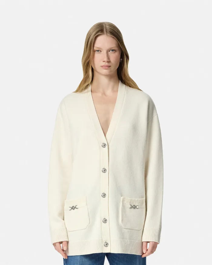 Versace CashmereBlend Oversize Cardigan White Women Knitwear