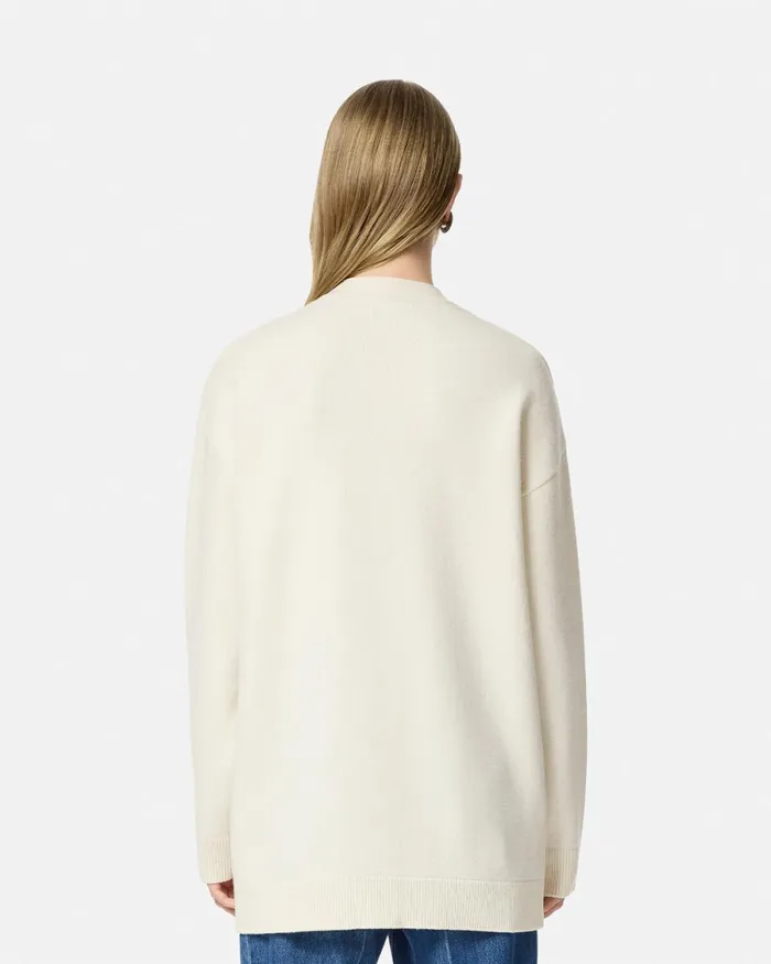 Versace CashmereBlend Oversize Cardigan White Women Knitwear