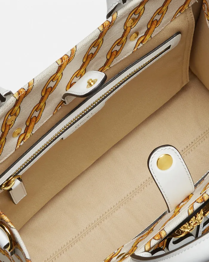 Versace Chain Stripes La Medusa Small Tote Bag Print Women Totes