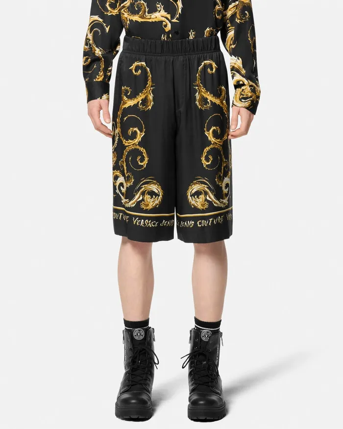 Versace Chromo Couture Bermuda Shorts Blackgold Men Jeans Couture