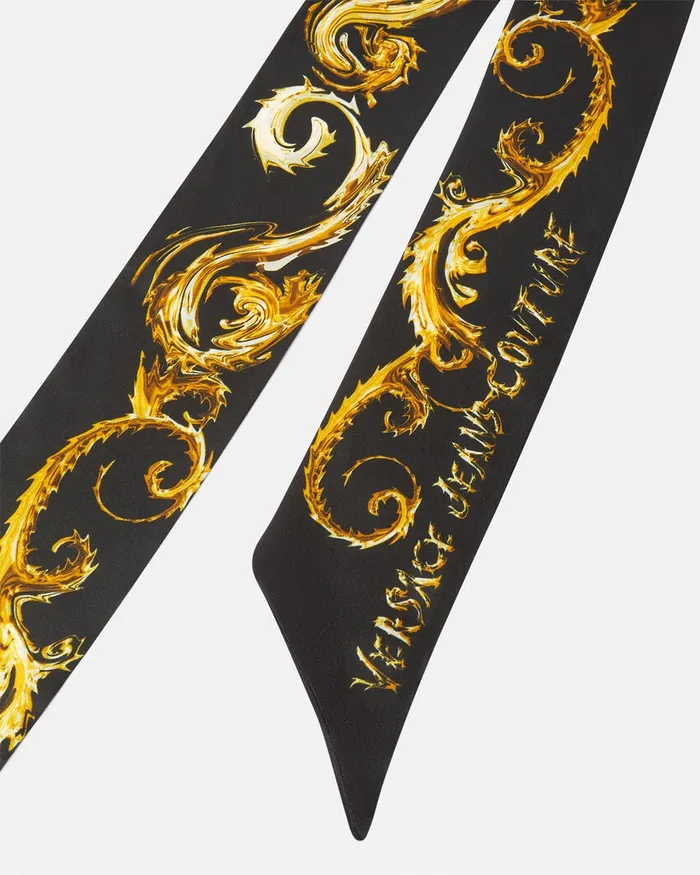 Versace Chromo Couture Scarf Tie Blackgold Women Jeans Couture
