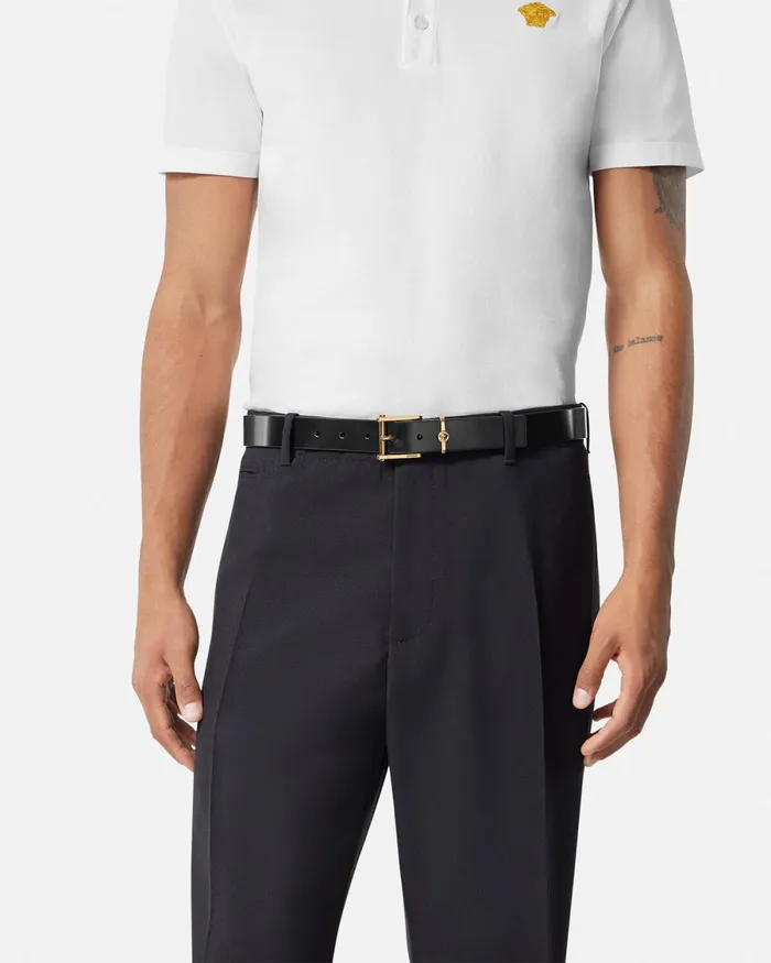 Versace Column Leather Belt 3 Cm Blackgold Men Belts