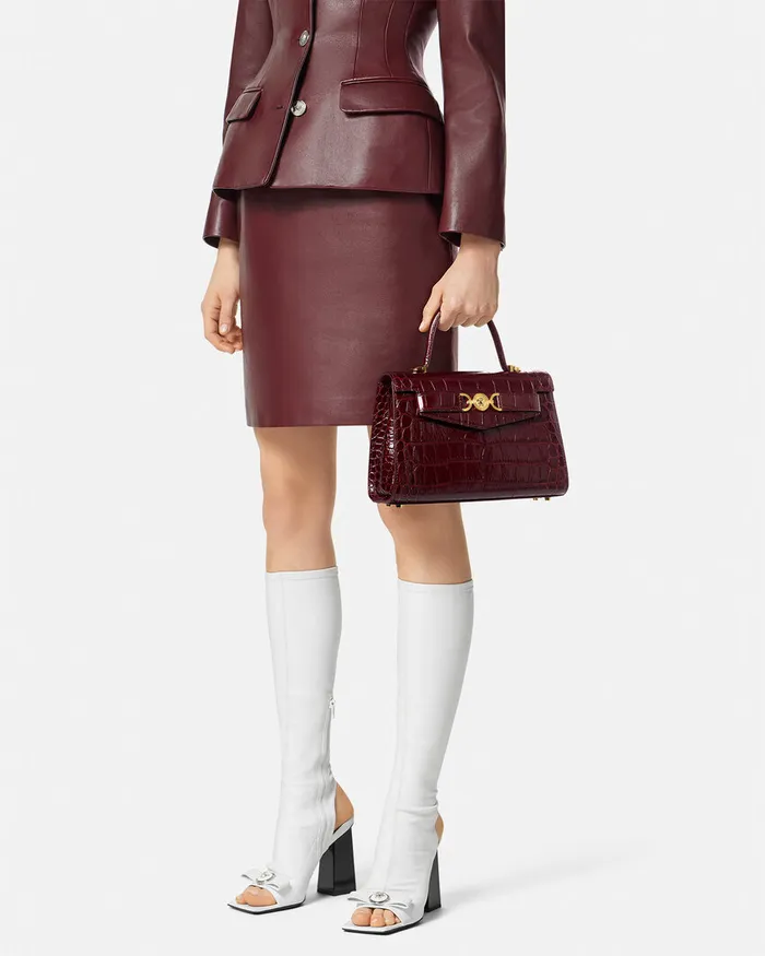 Versace CrocEffect Medusa 03995 Handbag Burgundy Women Medusa 03995