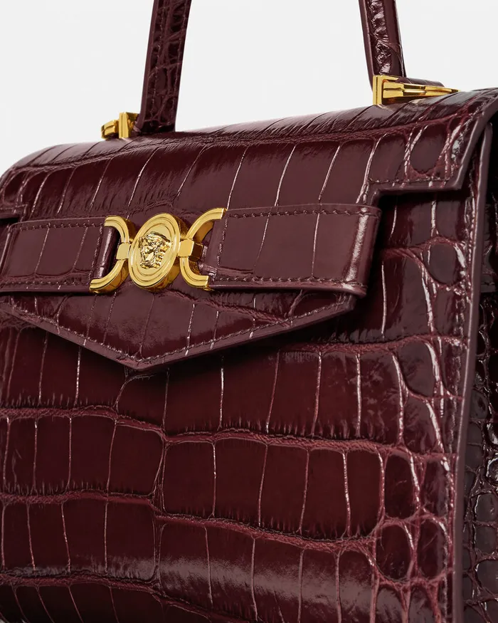 Versace CrocEffect Medusa 03995 Handbag Burgundy Women Medusa 03995