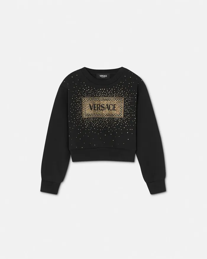 Versace Crystal 03990s Vintage Logo Sweatshirt Black Kids Knitwear and Sweatshirts