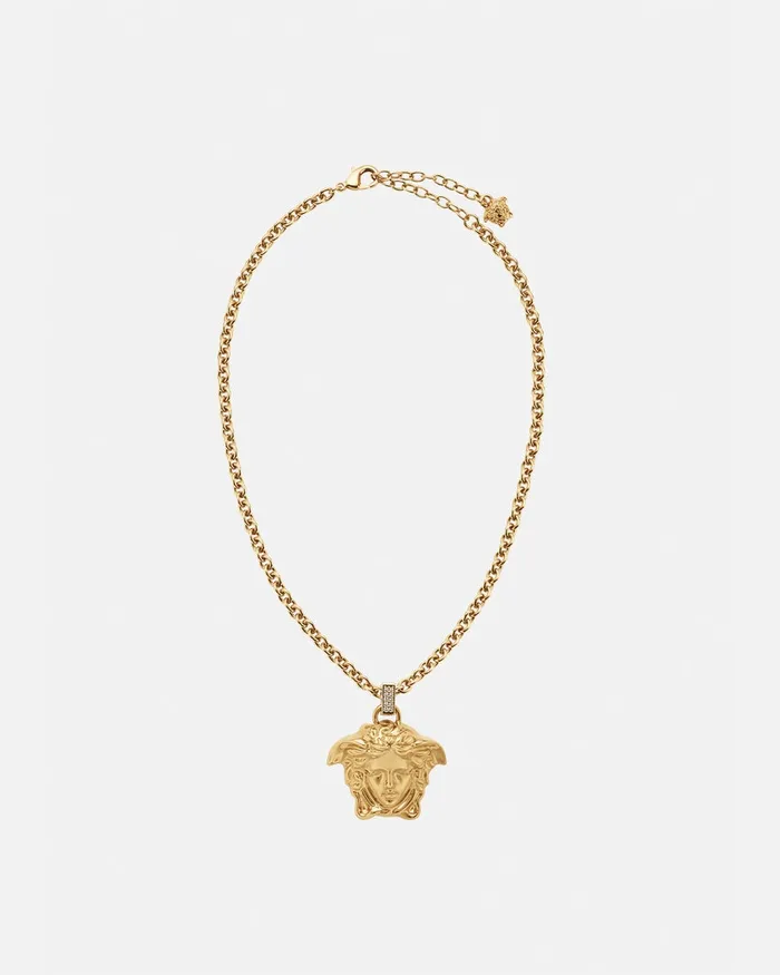Versace Crystal La Medusa Necklace Gold WomenMen Necklaces