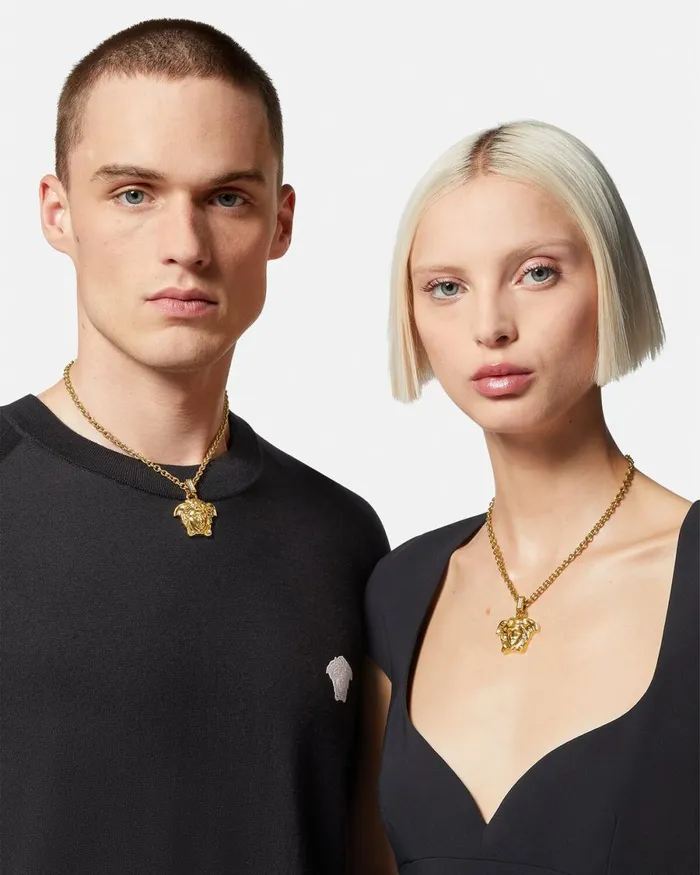 Versace Crystal La Medusa Necklace Gold WomenMen Necklaces