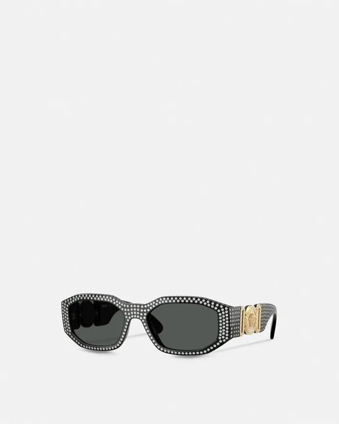 Versace Crystal Medusa Biggie Sunglasses Blackgold WomenMen Sunglasses