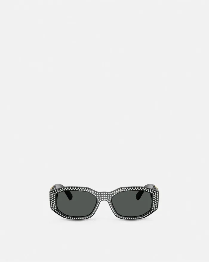 Versace Crystal Medusa Biggie Sunglasses Blackgold WomenMen Sunglasses