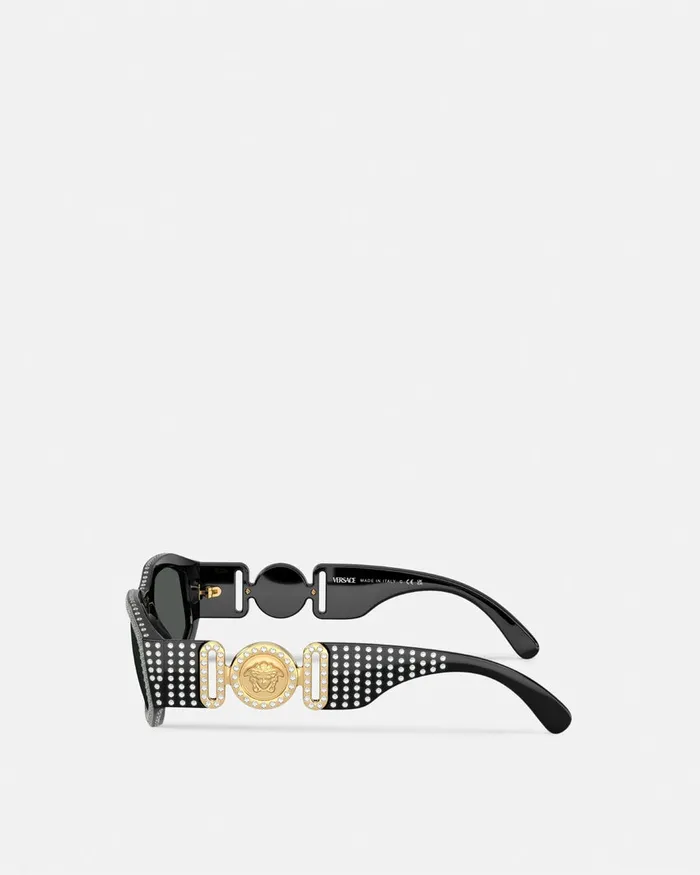 Versace Crystal Medusa Biggie Sunglasses Blackgold WomenMen Sunglasses