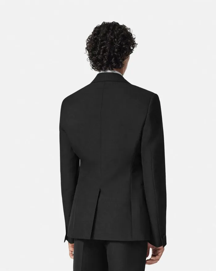 Versace Crystal MohairBlend SingleBreasted Blazer Black Men Blazers and Suits