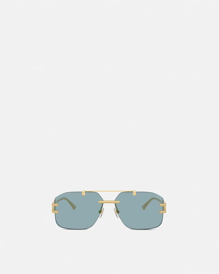 Versace Damier Plaque Sunglasses Blackgold Men Sunglasses