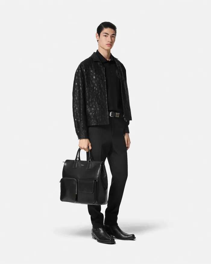 Versace Embroidered Medusa Polo Shirt Black Men TShirts and Polos