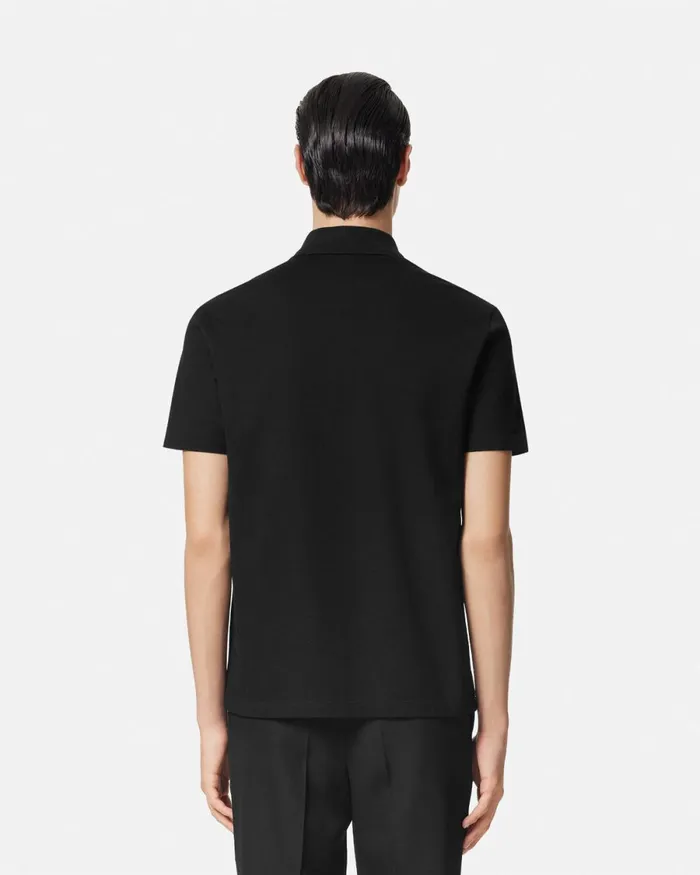 Versace Embroidered Medusa Polo Shirt Black Men TShirts and Polos