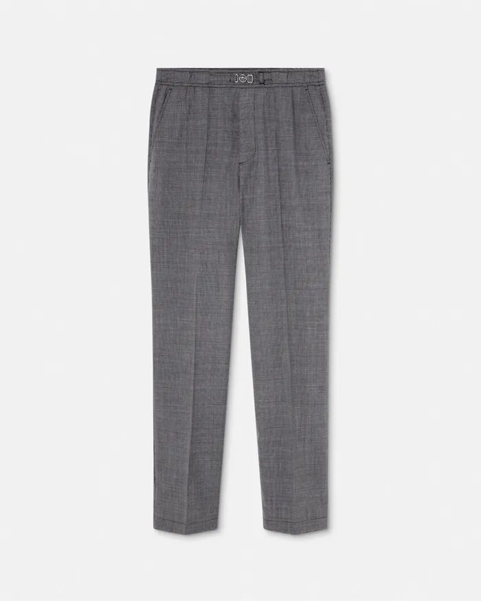 Versace Houndstooth Wool Pants Gray Men Blazers and Suits