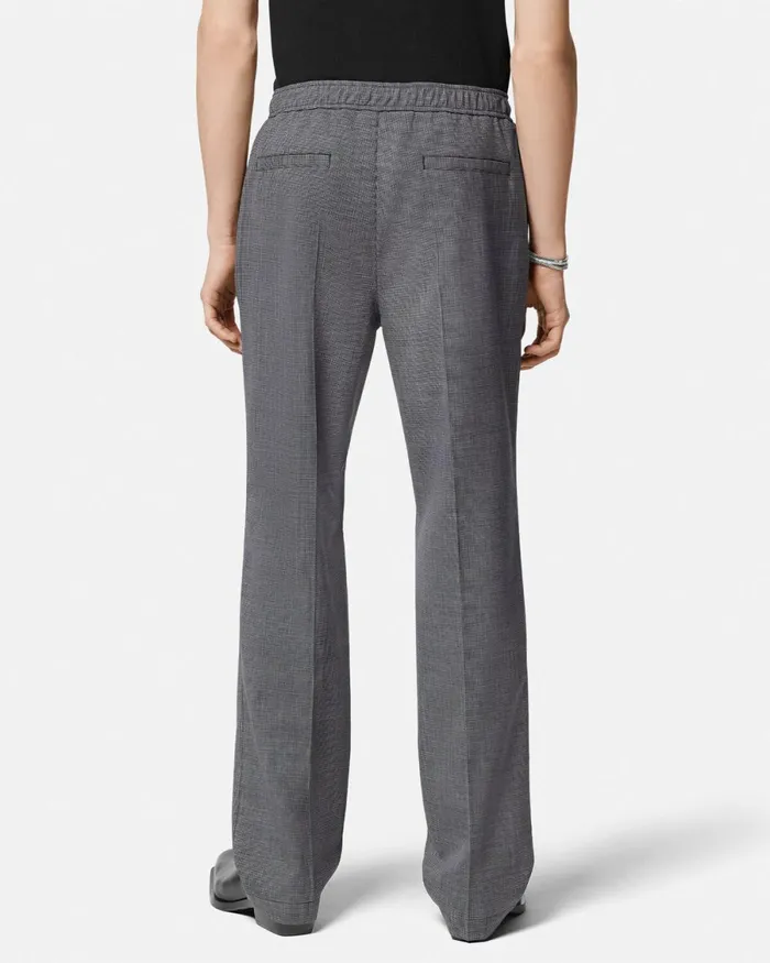 Versace Houndstooth Wool Pants Gray Men Blazers and Suits