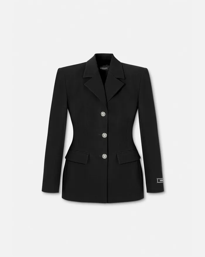 Versace Hourglass SingleBreasted Blazer Black Women Blazer and Jackets