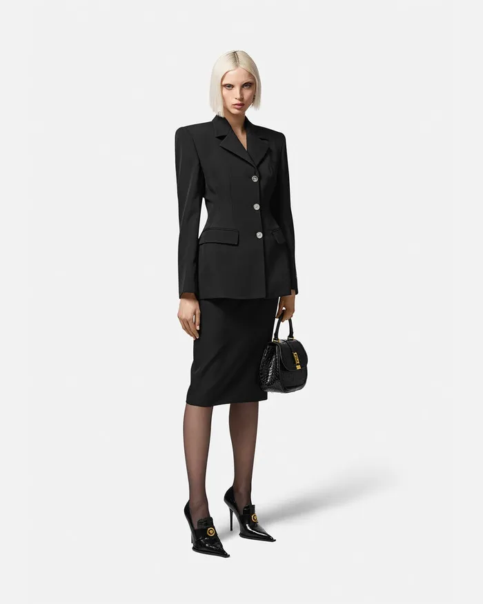 Versace Hourglass SingleBreasted Blazer Black Women Blazer and Jackets