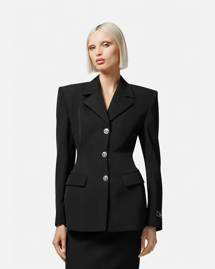 Versace Hourglass SingleBreasted Blazer Black Women Blazer and Jackets