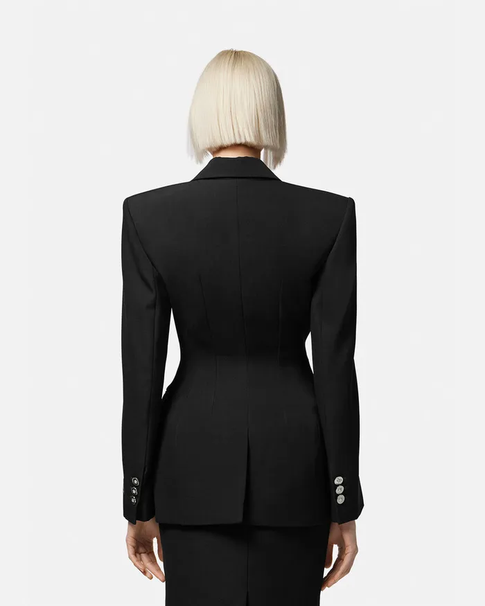 Versace Hourglass SingleBreasted Blazer Black Women Blazer and Jackets