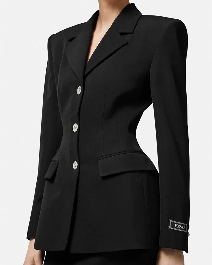Versace Hourglass SingleBreasted Blazer Black Women Blazer and Jackets