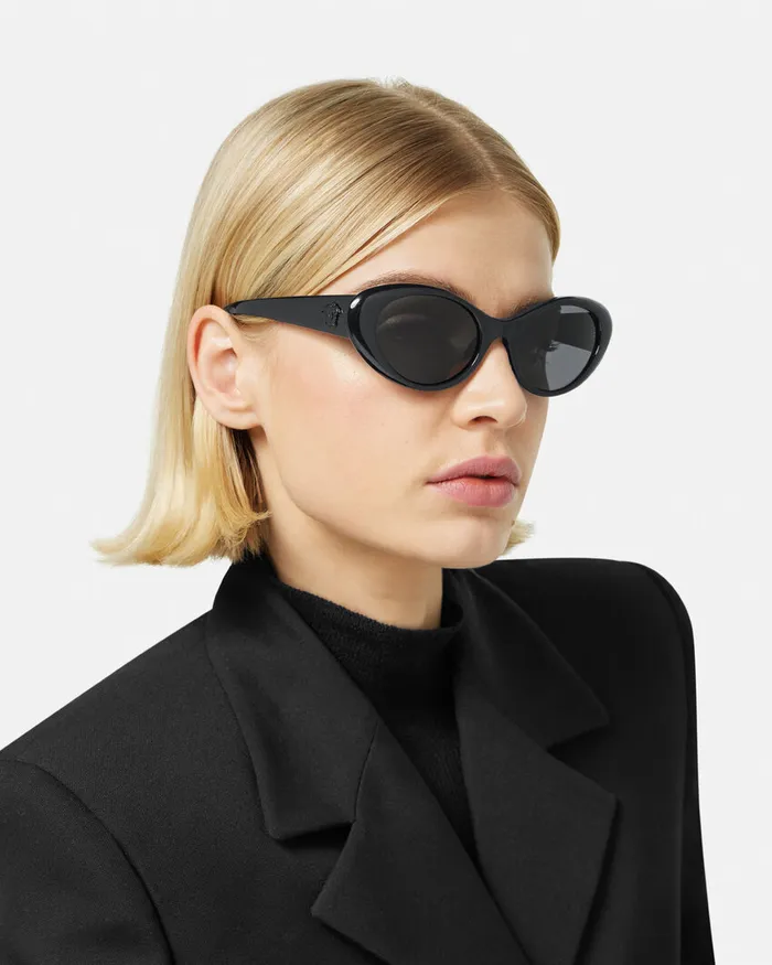 Versace La Medusa Oval Sunglasses Black Women Sunglasses