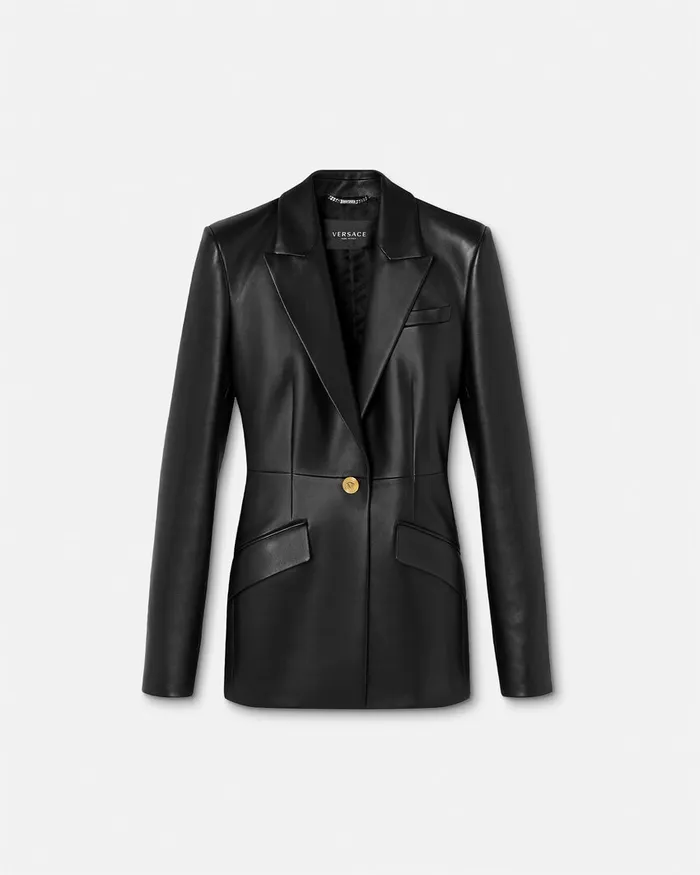 Versace Leather Blazer Black Women Blazer and Jackets