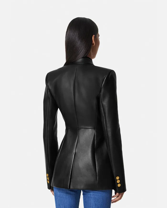 Versace Leather Blazer Black Women Blazer and Jackets