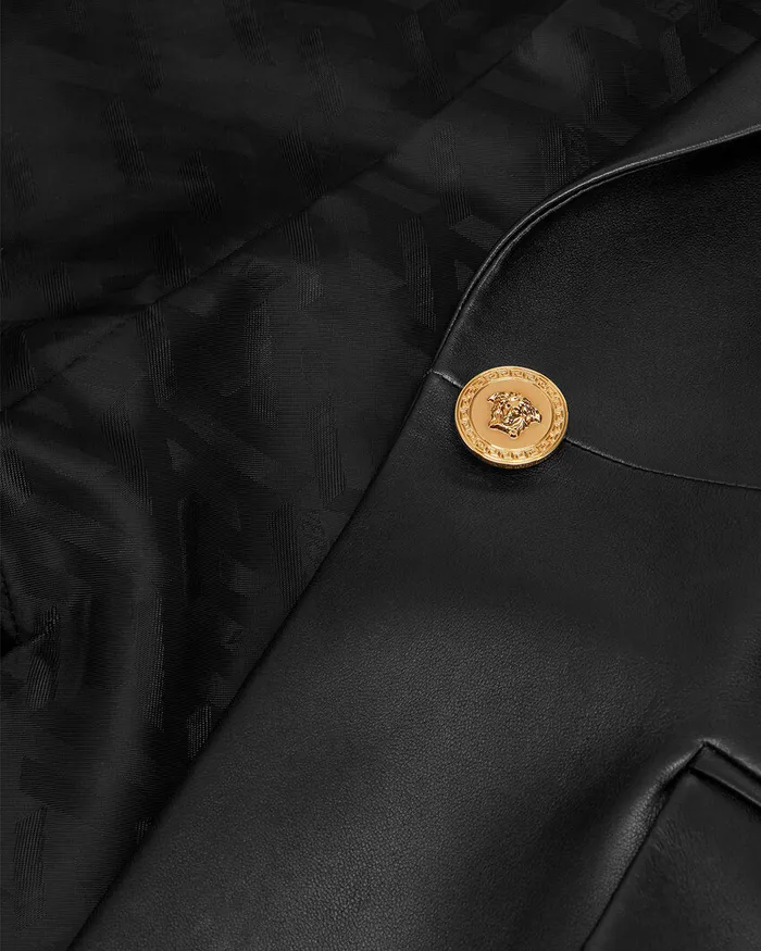 Versace Leather Blazer Black Women Blazer and Jackets