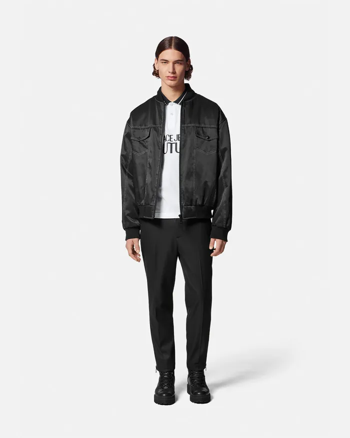 Versace Logo Polo Shirt Whiteprint Men Jeans Couture