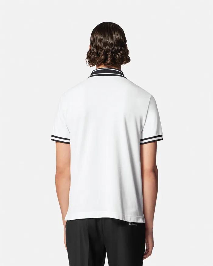Versace Logo Polo Shirt Whiteprint Men Jeans Couture