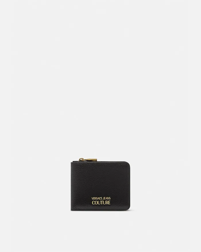 Versace Logo Snap Bifold Wallet Blackprint Men Jeans Couture