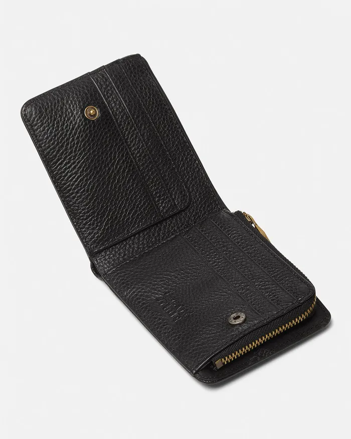 Versace Logo Snap Bifold Wallet Blackprint Men Jeans Couture
