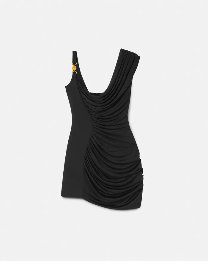Versace Medusa 03995 Draped Mini Dress Black Women Dresses