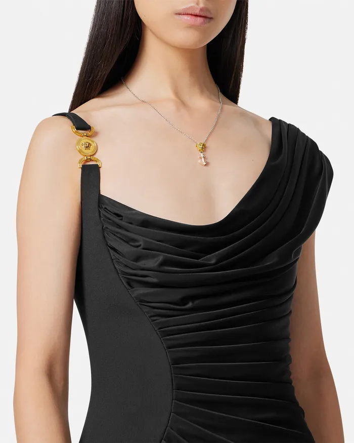 Versace Medusa 03995 Draped Mini Dress Black Women Dresses
