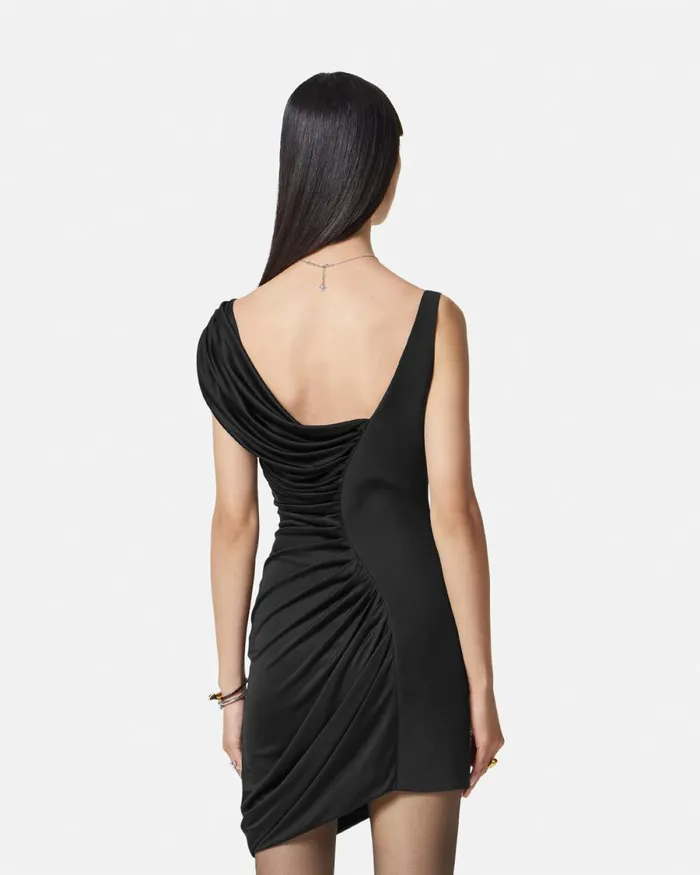 Versace Medusa 03995 Draped Mini Dress Black Women Dresses