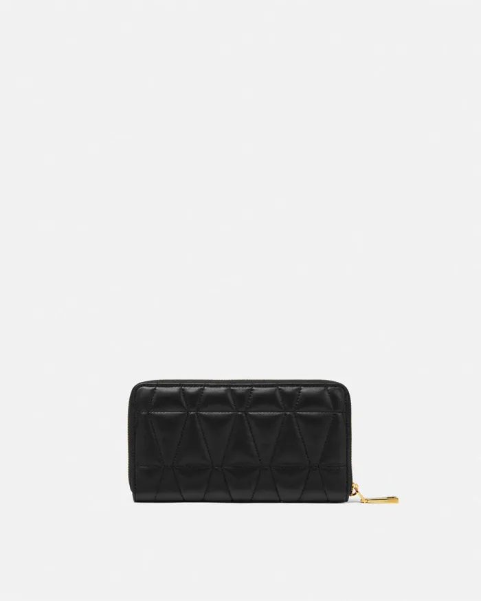 Versace Medusa 03995 Quilted Long Wallet Blackgold Women Wallets