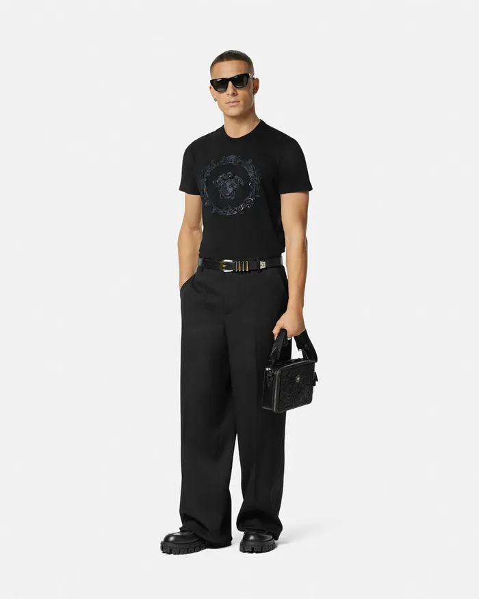Versace Medusa Cartouche TShirt Black Men TShirts and Polos