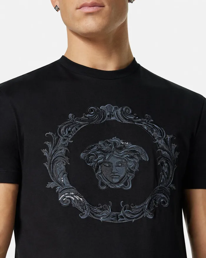 Versace Medusa Cartouche TShirt Black Men TShirts and Polos