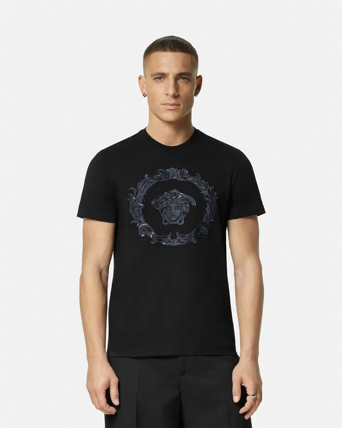 Versace Medusa Cartouche TShirt Black Men TShirts and Polos