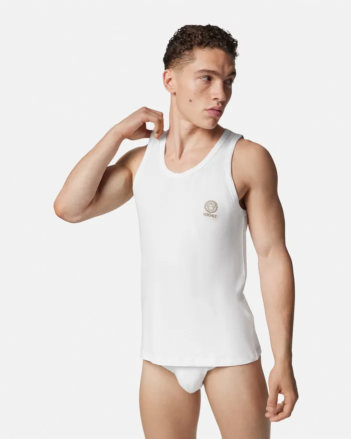 Versace Medusa Tank Top Undershirt White Men Loungewear and Pajamas